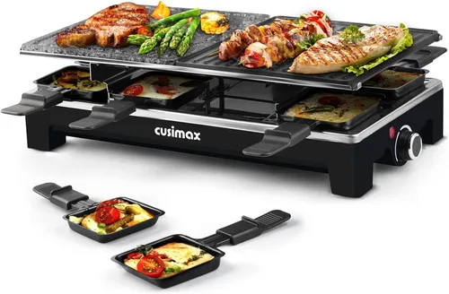 Miniatura 8 de Parrilla de Mesa Raclette, CUSIMAX Parrilla Eléctrica, Parrilla de Interior Parrilla Coreana BBQ con Placa Antiadherente Reversible 2 en 1, Máquina