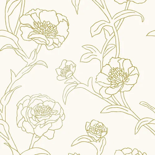 Miniatura 15 de Tempaper Papel tapiz floral extraíble con despegar y pegar de peonías metálicas en blanco y negro, 20.5 pulgadas x 16.5 pies, fabricado