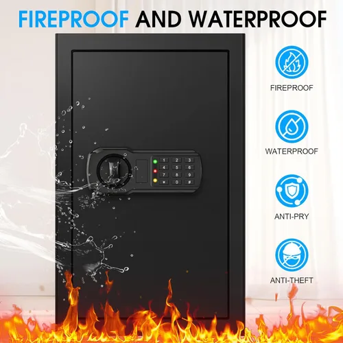 Miniatura 2 de Caja fuerte grande de 5.2 pies cúbicos para el hogar, resistente al fuego, caja de seguridad ignífuga para el hogar con teclado programable, llaves