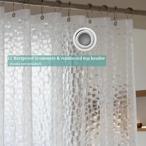 Miniatura 3 de Cortina de ducha corta transparente de 60 pulgadas de largo, forro de cortina de ducha corta de plástico EVA 7G, 60 pulgadas de largo para baño