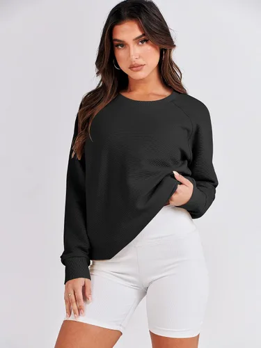 Miniatura 8 de ANRABESS - Sudadera de gran tamaño para mujer, cuello redondo, manga larga, tipo túnica, con cremallera lateral, sudadera con capucha, suéter