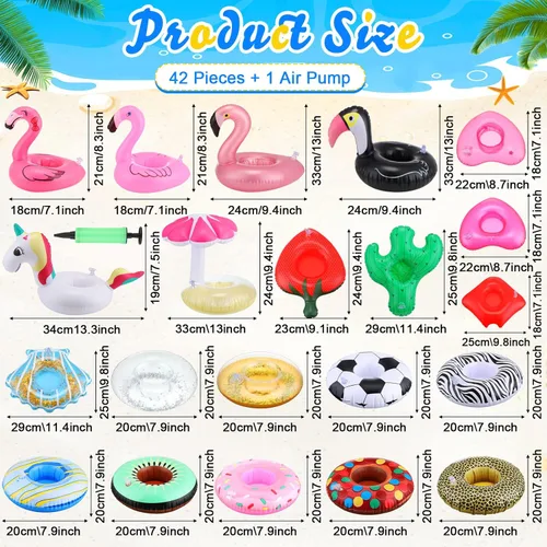 Miniatura 2 de Sawysine Paquete de 42 soportes inflables para bebidas para piscina, piscina, flotadores de bebidas, portavasos flotantes para piscina, portavasos