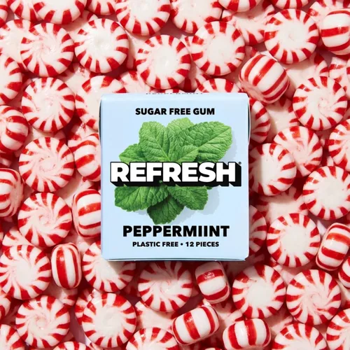 Miniatura 7 de Refresh Gum, Sin azúcar, natural, xilitol, goma de mascar de larga duración, sabores naturales, ingredientes orgánicos, sin plástico, sin OMG, sin