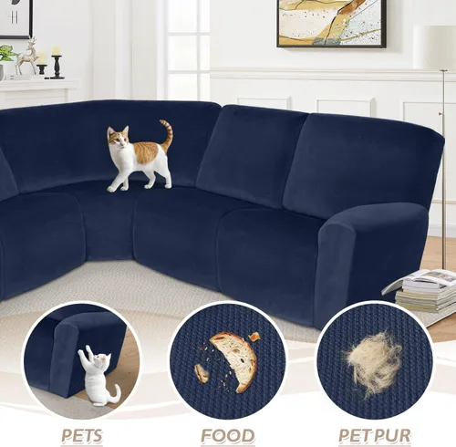 Miniatura 657 de Arfntevss Fundas de sofá seccional reclinable de terciopelo, Funda de sofá seccional de esquina para sofá reclinable, Funda elástica suave