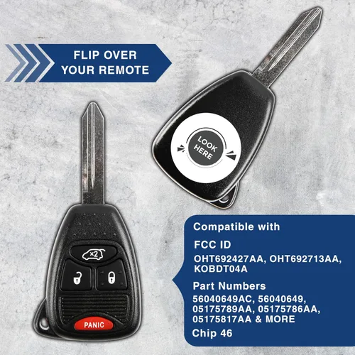 Miniatura 4 de KeylessOption Llavero para 2004 2005 2006 2007 2008 2009 2010 2011 2012 2013 2014 2015 2016 Chrysler 300 Dodge Durango Ram Jeep Cherokee Remote, 4