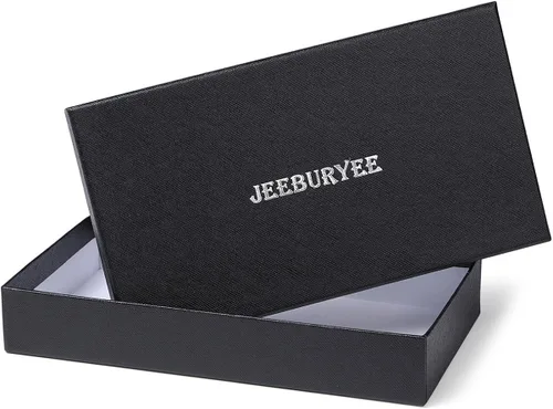 Miniatura 7 de JEEBURYEE - Cartera de piel auténtica para hombre, diseño de RFID