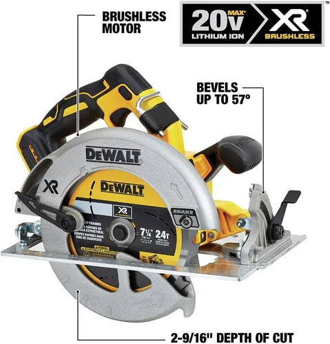 Miniatura 3 de DEWALT DCS570B sierra circular inalámbrica de 7-1/4 pulgadas, 20 voltios con freno, herramienta sola
