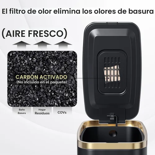 Miniatura 3 de CEROELDA Cubo de basura pequeño para baño con tapa, cierre suave, 5 litros/1.3 galones, papelera delgada de metal, papelera rectangular estrecha En