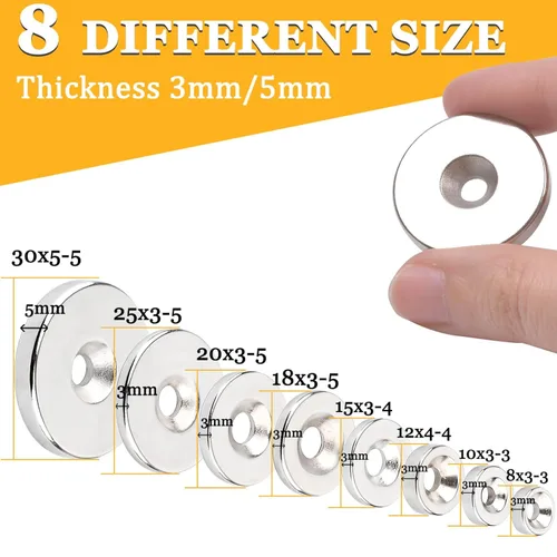 Miniatura 3 de MIN CI 40 piezas de imanes con agujero, imanes de disco de neodimio con agujero (15 x 3 mm agujero 4 mm)