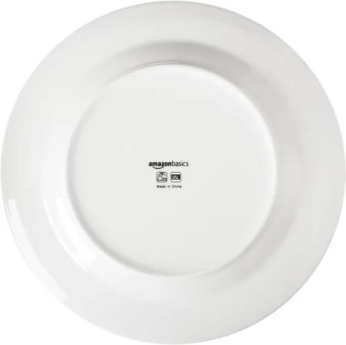 Miniatura 4 de Amazon Basics Juego de vajilla de cocina, apto para microondas y lavavajillas, platos, cuencos, servicio para 6, 18 piezas, color blanco