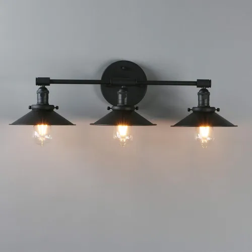 Miniatura 7 de Phansthy Lámparas de tocador de baño, 3 lámparas de pared con pantalla de metal negro de 7.9 pulgadas, luces de pared para espejo, cocina, sala