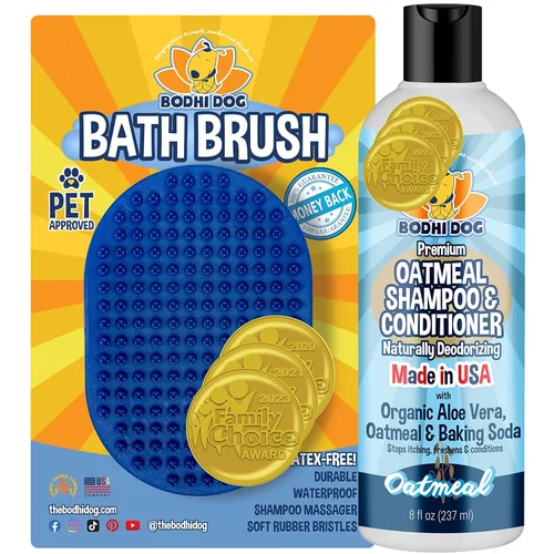 Miniatura 15 de Bodhi Dog - Cepillo de mascotas relajante para masajear con el champú, peine de cerdas de goma para perros y gatos Azul