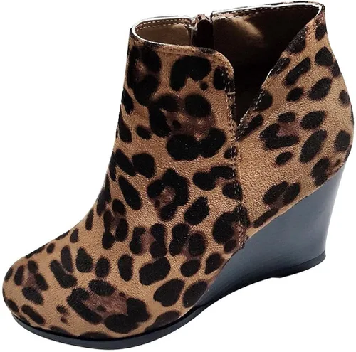 Miniatura 4 de Botas para mujer, botas de plataforma retro sin cordones con corte en V para mujer, botas de tobillo con punta puntiaguda, botas cortas casuales