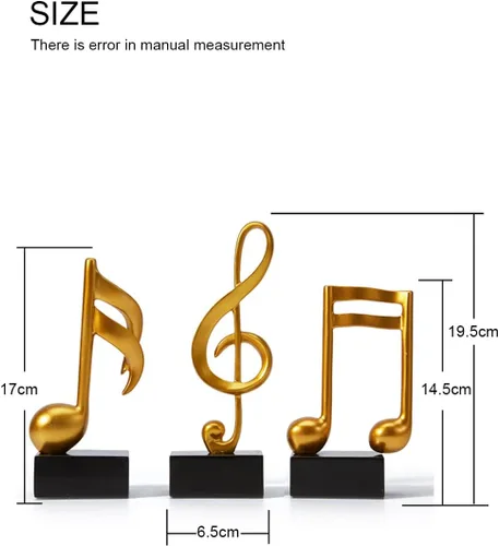 Miniatura 5 de HAUCOZE 3 piezas de decoración de notas musicales regalo musical mesa centro de mesa escultura estatua para sala de piano, oficina en casa oro 7.5