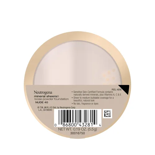Miniatura 8 de Neutrogena Mineral Sheers - Base de maquillaje ligera en polvo suelto con vitaminas A, C y E, cobertura transparente a media, mejorador del tono