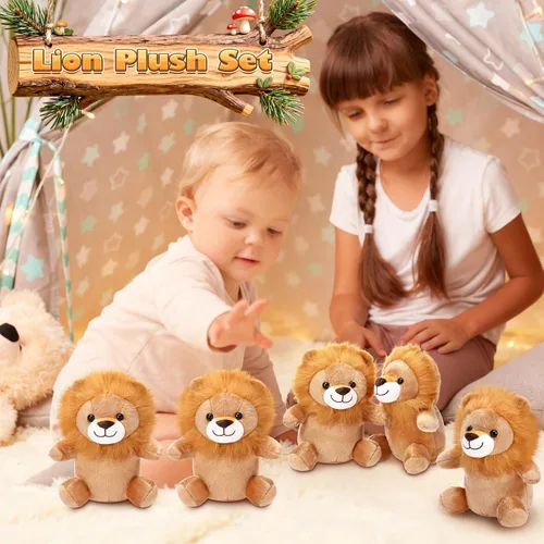 Miniatura 5 de Arrowbash 8 juguetes de peluche de leones de 9 pulgadas, a granel, regalo de fiesta de león, juguetes de peluche para niños y niñas, recuerdos