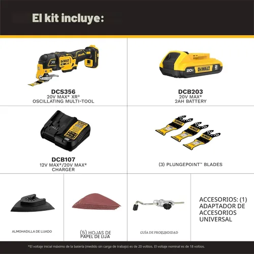 Miniatura 2 de DEWALT MAX XR 20V - Kit de multiherramienta oscilante, accesorios de herramienta oscilante, sin cable, 3 velocidades, cambio rápido de hoja, papel