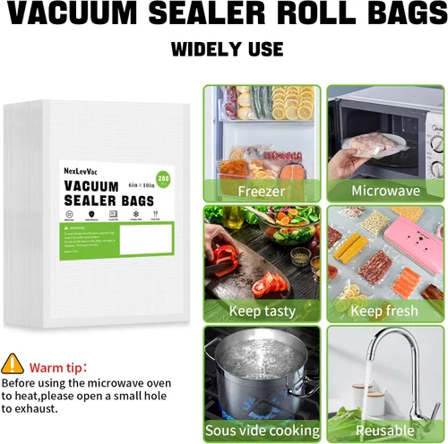 Miniatura 7 de 100 Bolsas selladoras al vacío - 8 x 12 pulgadas, grado comercial resistente para Food Saver, Seal a Meal, Sous Vide, preparación de comidas
