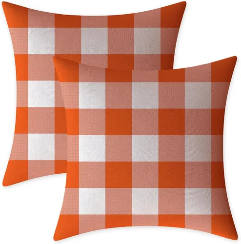 Miniatura 48 de Fundas de almohada decorativas rústicas de Aqua y blanco a cuadros estilo búfalo para sofá, funda de almohada para granja, decoración