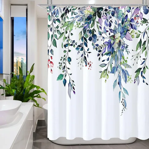 Miniatura 39 de LLSCL Cortina de ducha de tela azul con contrapeso inferior, calidad de hotel impermeable, 72 x 72 pulgadas, lavable a máquina Azul marino