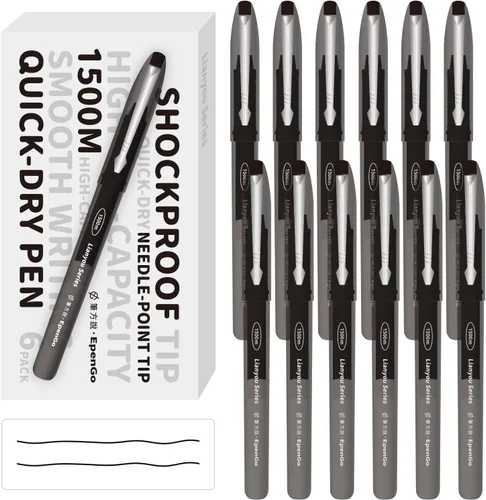 Bolígrafos negros – Bolígrafo de tinta de gel de punta fina de 0.020 in (paquete de 12), suministros de oficina a granel, bolígrafos de punta