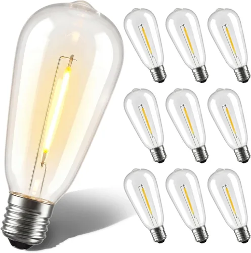 Paquete de 10 bombillas LED, bombillas de repuesto regulables inastillables de 0.6 W, ST40 E17, bombillas de plástico transparente para tira de
