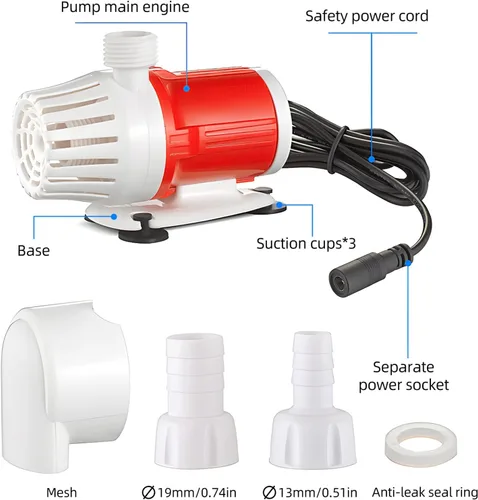 Miniatura 2 de Bomba de agua para acuario de 24 V CC 25 W, bomba de retorno ultra silenciosa, bomba sumergible, bomba de agua hidropónica solar sin escobillas