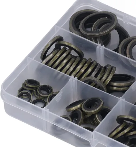 Miniatura 7 de 110 Pcs 8 Sizes Oil Seal Washer Assortment Kit, M6 M8 M10 M12 M14 M16 M18 M20 Rubber Bonded Seal Oil Gasket Metal Sealing Washer Automotive Engine