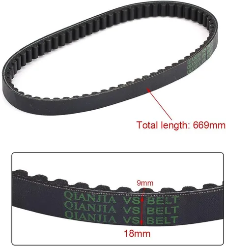 Miniatura 6 de Correa de transmisión de repuesto para grupo de piezas de motocicleta, correa de transmisión de goma negra para GY6 50CC 139QMB Scooter 669-18-30
