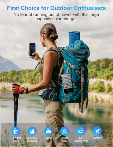 Miniatura 9 de Cargador Solar Power Bank, PD 20W Carga Rápida Batería Externa, 40000mAh Cargador de Teléfono Portátil con 4 Cables Integrados con Linternas