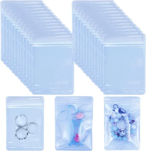 Miniatura 8 de DOERDO - 100 bolsas de plástico transparente de PVC para joyas, antioxidación, con cremallera, antideslustre, para embalaje, joyas, aretes, anillos