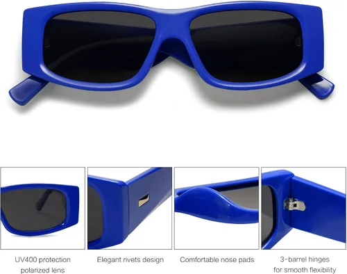 Miniatura 36 de SOJOS Gafas de sol polarizadas rectangulares Y2K de moda para mujeres y hombres, gafas de sol rave de diseñador de moda SJ2228