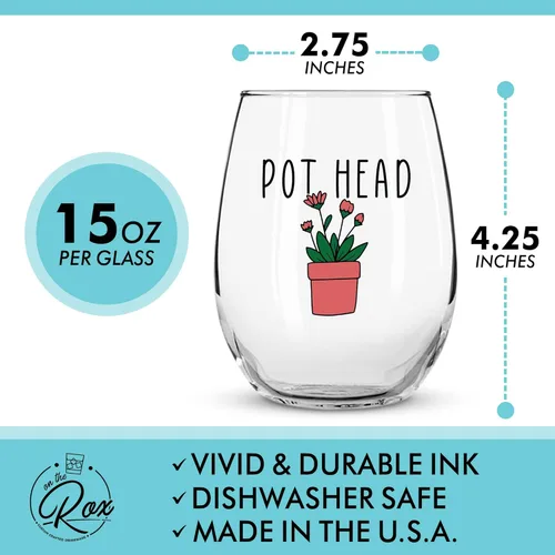 Miniatura 2 de Regalos de vino de cactus y plantas suculentas para mujer, juego de 4 divertidas copas de vino de 15 onzas, taza de regalo para amantes