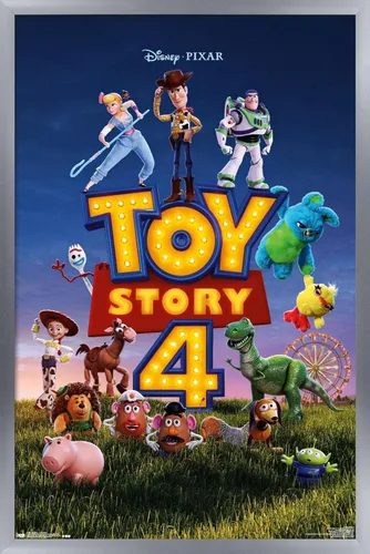 Trends International Disney Pixar Toy Story 4 - Póster de pared de una hoja, 14.725 x 22.375 pulgadas, versión enmarcada plateada Versión con marco
