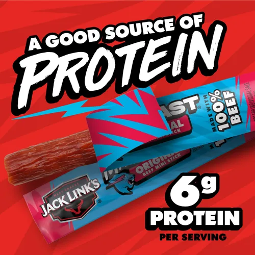 Miniatura 5 de Jack Link's x MrBeast - Mini palitos de carne seca de res originales – Snacks de proteína envueltos individualmente – 0.25 oz de proteína por
