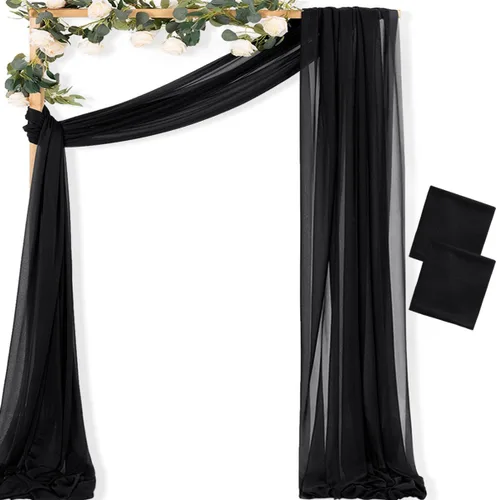 Miniatura 13 de MLMC 1 panel de tela para arco de boda azul bebé, 29 x 20 pies, cortinas de gasa extralargas transparentes de 6.6 yardas, paneles de cortinas