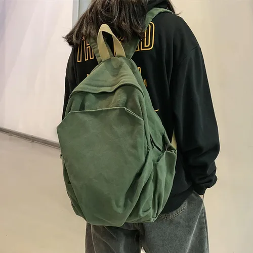 Miniatura 7 de CBDAO Bolsa de lona para mujer, mochila de ocio de gran capacidad para hombres y mujeres, mochila de viaje para hombres y mujeres, Verde, Mochilas