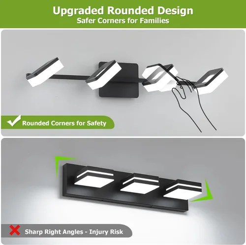 Miniatura 6 de 4 lámparas de acrílico para baño, moderna lámpara negra para tocador de baño, accesorios de iluminación de pared negro mate sobre el espejo, luz LED