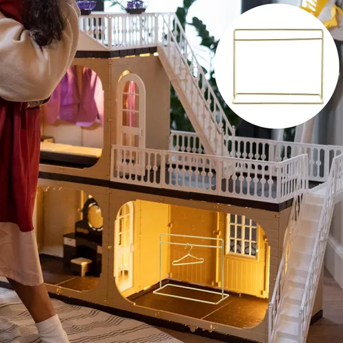 Miniatura 8 de NUOBESTY Perchero para casa de muñecas, mini soporte de exhibición de metal para casa de muñecas para accesorios de muñecas y decoración de armario