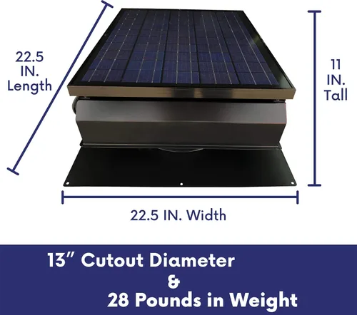 Miniatura 2 de Remington Solar Ventilador solar "Builder Series" de 30 vatios para ático - Incluye adaptador de 110 V para funcionamiento nocturno automático