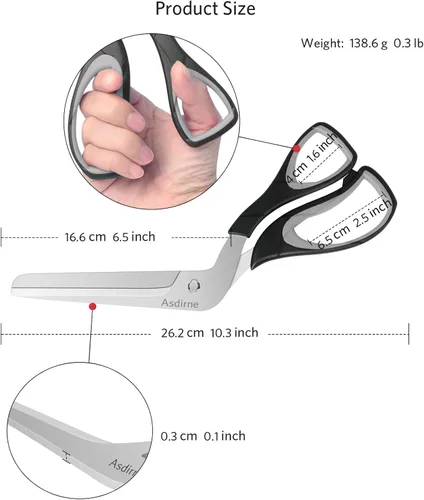 Miniatura 4 de Asdirne Tijeras para pizza, cortador de pizza con hoja desmontable ultra afilada y agarre ergonómico suave, 10.3 pulgadas, negro y gris Negro&gris