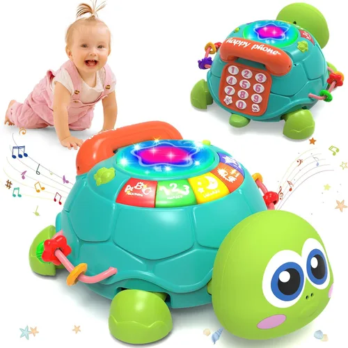 Miniatura 8 de Hanayo Juguetes para bebés de 6 a 12 meses, juguetes musicales de tortuga para bebés que gatean para niñas de 12 a 18 meses, juguete educativo