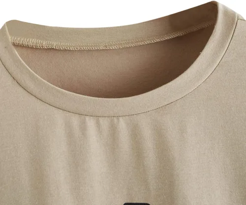 Miniatura 3 de SheIn Camiseta larga con diseño de letras grandes y hombros caídos para mujer