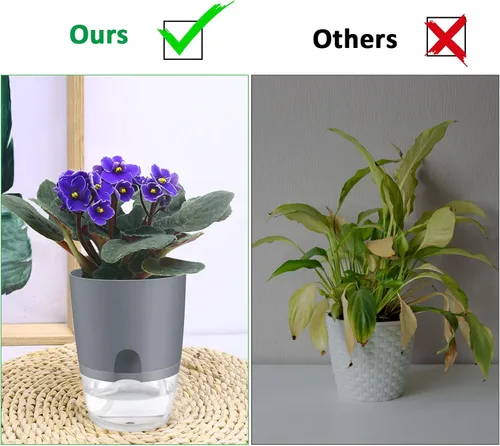 Miniatura 6 de ShineMe Macetas de Riego Automático, Macetas de 4.1 Pulgadas de Riego Automático para Plantas de Interior, Juego de 6 Macetas de Plástico