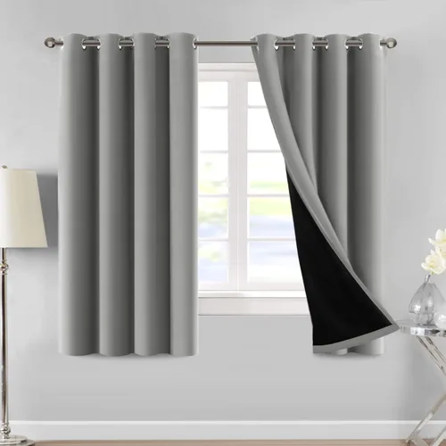 Miniatura 10 de MeilleMaison Paneles de cortina 100 % opacas para ventana de dormitorio, bloqueo de luz completa, de 84 pulgadas de largo, con aislamiento térmico