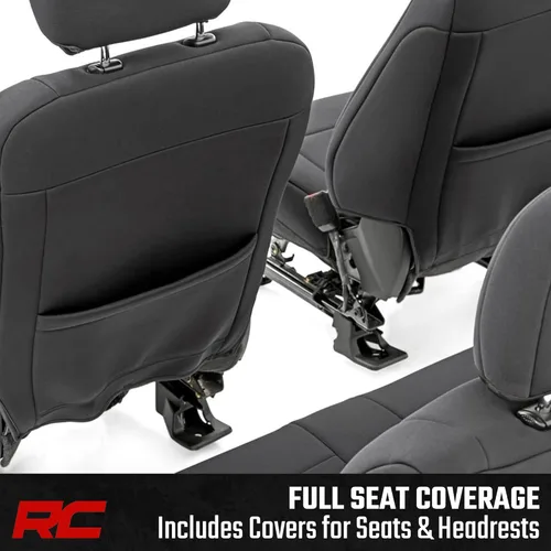 Miniatura 9 de Rough Country Fundas de asiento de neopreno para Ford F-150, Lightning, F-250 y F-350 con cabina doble (2015-2025) con asiento tipo cubo delantero