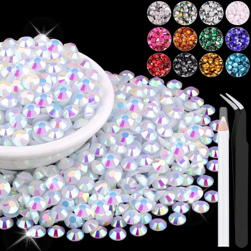 Miniatura 41 de 12000 diamantes de imitación de resina de 0.079 pulgadas a granel para manualidades (transparente), cristales deslumbrantes con parte trasera plana