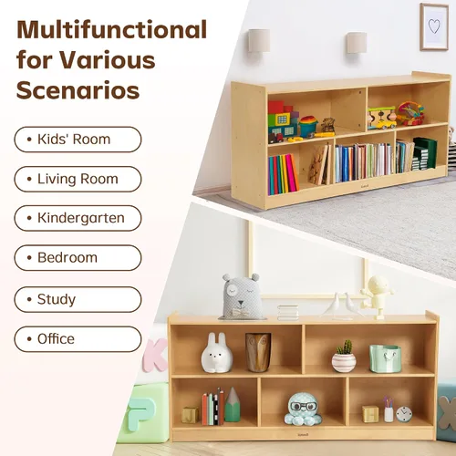 Miniatura 7 de Bateso Organizador de almacenamiento de juguetes para habitación de niños, estantería de madera para niños, para aula, organizador de almacenamiento