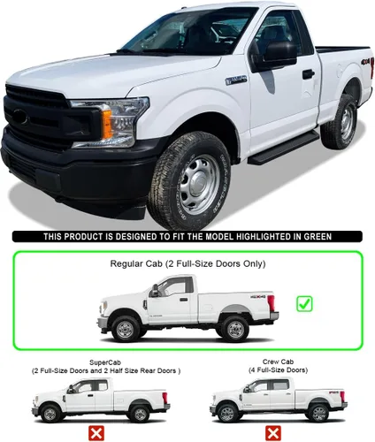Miniatura 2 de APS - Estribos negros, compatibles con Ford F-150 Regular Cab 2015-2026 y F-250 / F-350 Super Duty 2017-2026