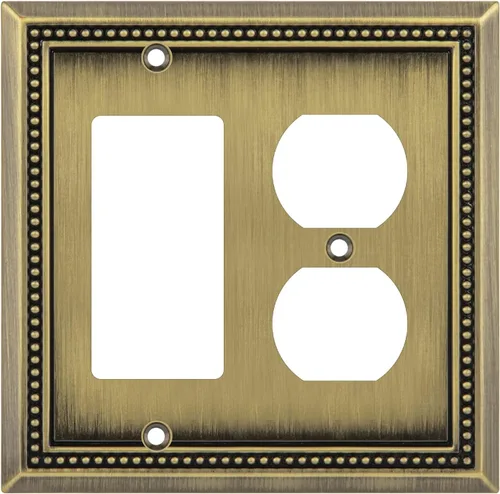Miniatura 131 de Henne Bery Sunken Pearls - Placa de pared decorativa resistente para interruptor, cubierta para tomacorrientes (doble dúplex, níquel satinado)